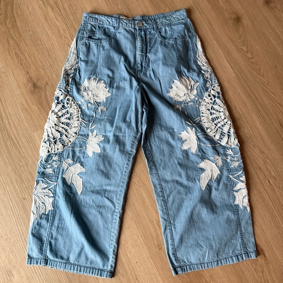 Anthropologie Pilcro The Kenna Barrel Jeans Lace Edition Sz 29 - Picture 3 of 7